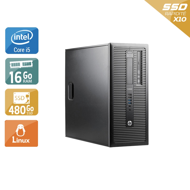 HP ProDesk 600 G1 Tower i5 16Go RAM 480Go SSD Linux