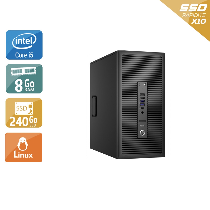 HP ProDesk 600 G2 Tower i5 Gen 6 8Go RAM 240Go SSD Linux