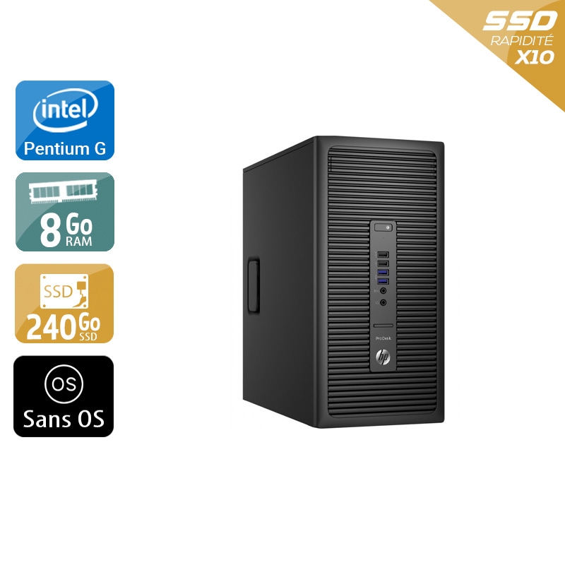 HP ProDesk 600 G2 Tower Pentium G Dual Core Gen 6 8Go RAM 240Go SSD Sans OS