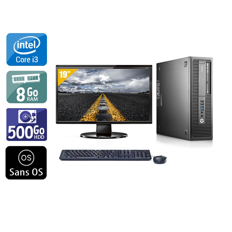 HP EliteDesk 800 G1 SFF i3 + Écran - 19'' 8Go RAM 500Go HDD Sans OS  Bon étatOccasion certifiée reconditionnée Bon état -  reconditionné disponible sur Kiatoo