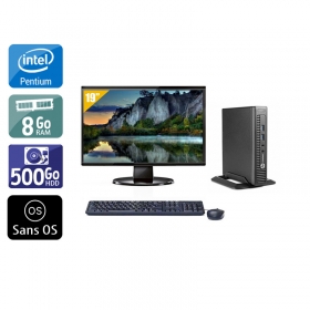 HP EliteDesk 800 G1 TINY Pentium G Dual Core avec Écran 19 pouces 8Go RAM 500Go HDD Sans OS