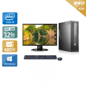 HP EliteDesk 800 G2 SFF i5 Gen 6 avec Écran 19 pouces 8Go RAM 480Go SSD Windows 10