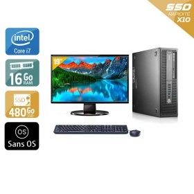 HP EliteDesk 800 G2 SFF i7 Gen 6 avec Écran 19 pouces 16Go RAM 480Go SSD Sans OS