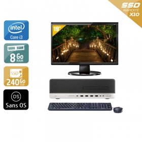 HP EliteDesk 800 G3 SFF i3 Gen 7 avec Écran 19 pouces 8Go RAM 240Go SSD Sans OS