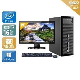 HP ProDesk 400 G1 Tower Pentium G Dual Core avec Écran 19 pouces 8Go RAM 480Go SSD Windows 10