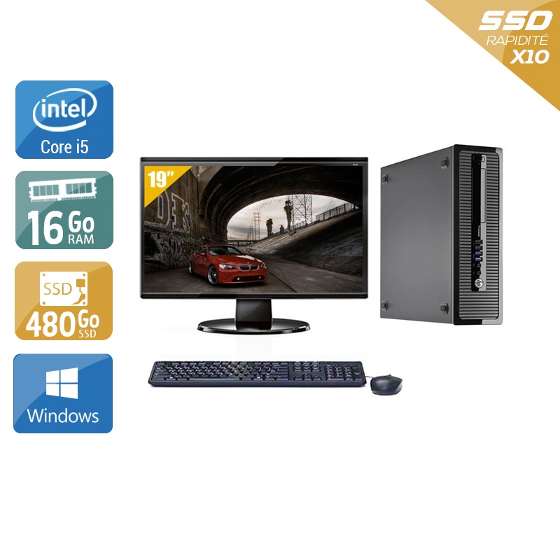 HP ProDesk 400 G1 SFF i5 + Écran - 19'' 16Go RAM 480Go SSD Windows 10  Très bon étatOccasion certifiée reconditionnée Bon état -  reconditionné disponible sur Kiatoo