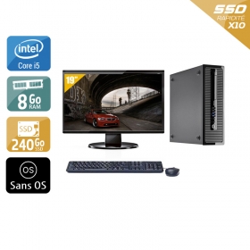 HP ProDesk 400 G1 SFF i5 avec Écran 19 pouces 8Go RAM 240Go SSD Sans OS
