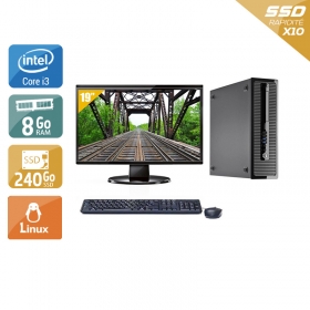 HP ProDesk 400 G2 Tower i3 avec Écran 19 pouces 8Go RAM 240Go SSD Linux