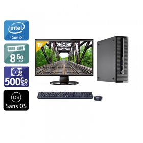 HP ProDesk 400 G2 Tower i3 avec Écran 19 pouces 8Go RAM 500Go HDD Sans OS