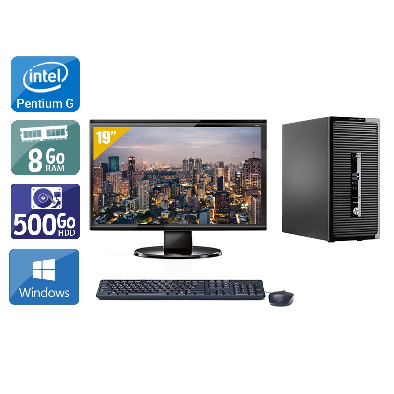 HP ProDesk 400 G2 Tower Pentium G Dual Core + Écran - 19'' 8Go RAM 500Go HDD Windows 10  Très bon étatOccasion certifiée reconditionnée Bon état -  reconditionné disponible sur Kiatoo
