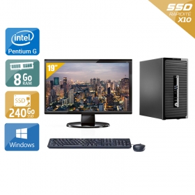 HP ProDesk 400 G2 Tower Pentium G Dual Core avec Écran 19 pouces 8Go RAM 240Go SSD Windows 10