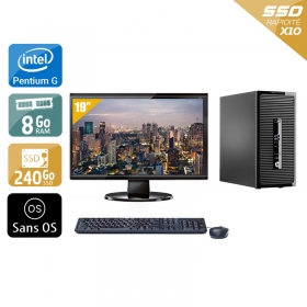 HP ProDesk 400 G2 Tower Pentium G Dual Core avec Écran 19 pouces 8Go RAM 240Go SSD Sans OS