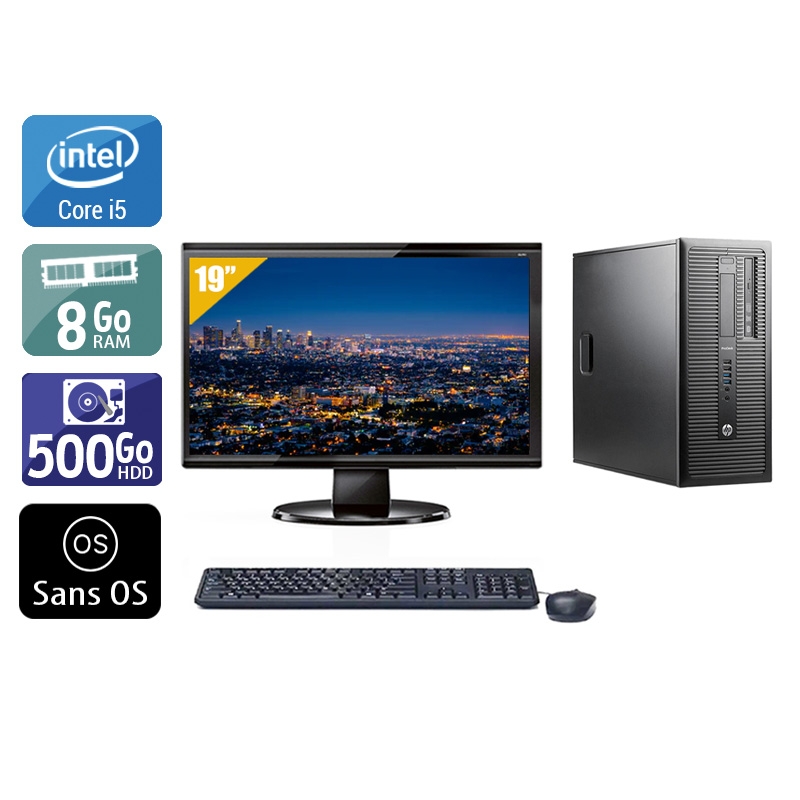 HP ProDesk 600 G1 Tower i5 avec Écran 19 pouces 8Go RAM 500Go HDD Sans OS