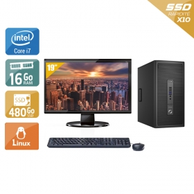 HP ProDesk 600 G2 Tower i7 Gen 6 avec Écran 19 pouces 16Go RAM 480Go SSD Linux