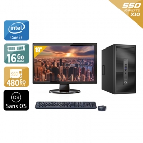 HP ProDesk 600 G2 Tower i7 Gen 6 avec Écran 19 pouces 16Go RAM 480Go SSD Sans OS