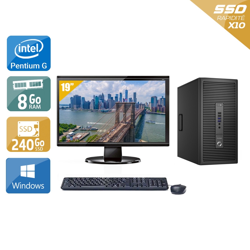 Acheter HP ProDesk 600 G2 Tower Pentium G Dual Core Gen 6 + Écran - 19'' 8Go RAM 240Go SSD Windows 10 Bon étatOccasion certifiée reconditionnée Bon état - 224,17 € HP ProDesk 600 G2 Tower Pentium G Dual Core Gen 6 + Écran - 19'' 8Go RAM 240Go SSD Windows 10 Bon étatOccasion certifiée reconditionnée Bon état - reconditionné disponible sur Kiatoo