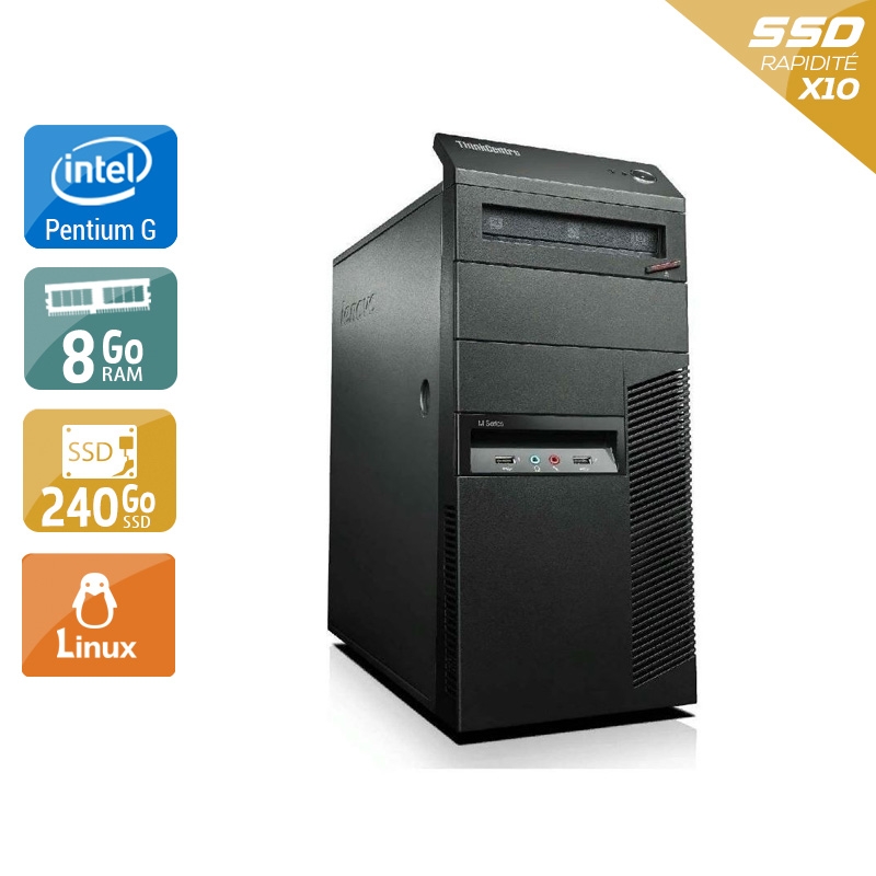 Lenovo ThinkCentre M81 Tower Pentium G Dual Core - 8Go RAM 240Go SSD Linux  État correctOccasion certifiée reconditionnée Bon état -  reconditionné disponible sur Kiatoo
