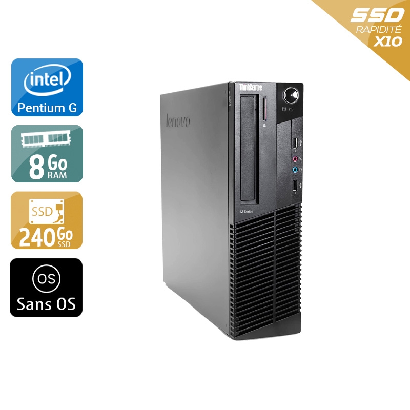 Lenovo ThinkCentre M83 SFF Pentium G Dual Core - 8Go RAM 240Go SSD Sans OS  Très bon étatOccasion certifiée reconditionnée Bon état -  reconditionné disponible sur Kiatoo