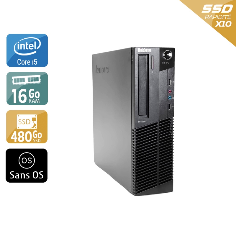 Lenovo ThinkCentre M90 SFF i5 16Go RAM 480Go SSD Sans OS