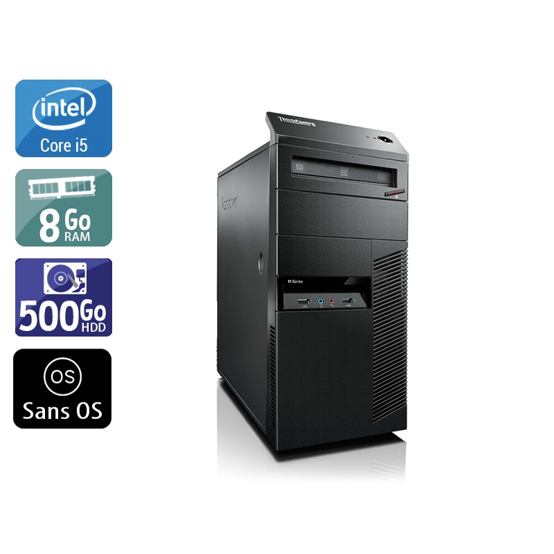 Lenovo ThinkCentre M90 Tower i5 - 8Go RAM 500Go HDD Sans OS  État correctOccasion certifiée reconditionnée Bon état -  reconditionné disponible sur Kiatoo