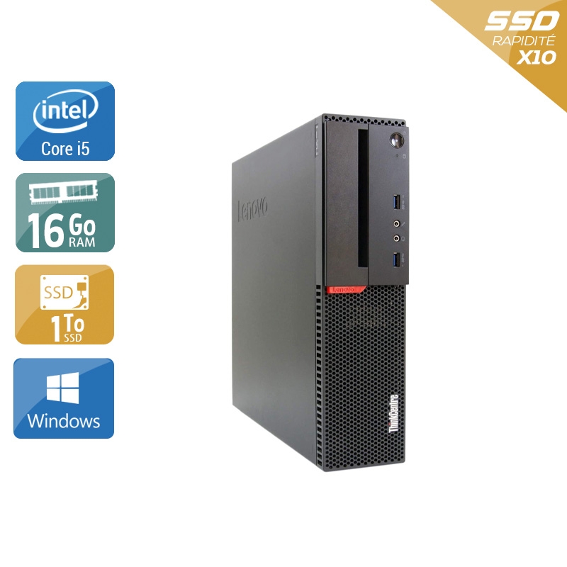Acheter Lenovo ThinkCentre M900 SFF i5 Gen 6 - 16Go RAM 1To SSD Windows 10 Bon étatOccasion certifiée reconditionnée Bon état - 307,50 € Lenovo ThinkCentre M900 SFF i5 Gen 6 - 16Go RAM 1To SSD Windows 10 Bon étatOccasion certifiée reconditionnée Bon état - reconditionné disponible sur Kiatoo