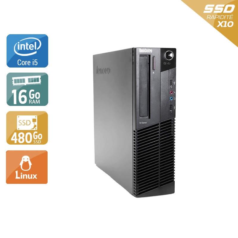 Lenovo ThinkCentre M92 SFF i5 16Go RAM 480Go SSD Linux