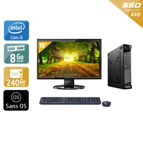 Lenovo ThinkCentre M73 Tiny i5 avec Écran 19 pouces 8Go RAM 240Go SSD Sans OS