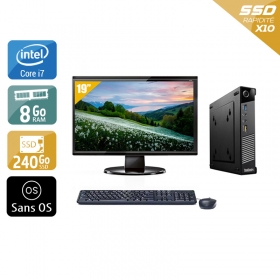 Lenovo ThinkCentre M73 Tiny i7 avec Écran 19 pouces 8Go RAM 240Go SSD Sans OS