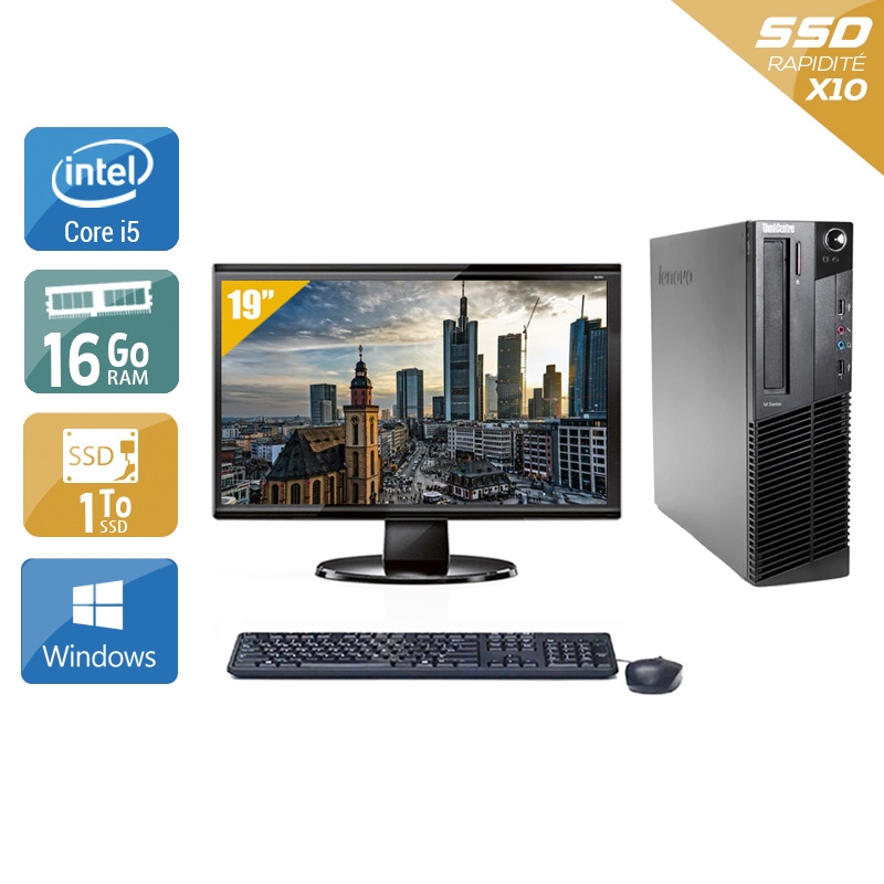 Lenovo ThinkCentre M83 SFF i5 + Écran - 19'' 16Go RAM 1To SSD Windows 10  Bon étatOccasion certifiée reconditionnée Bon état -  reconditionné disponible sur Kiatoo