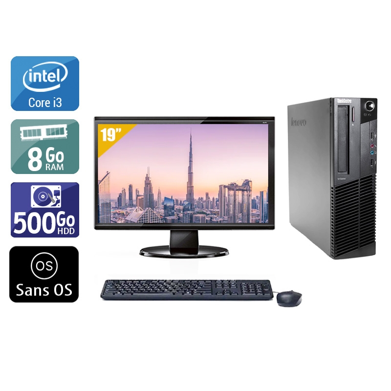 Lenovo ThinkCentre M90 SFF i3 + Écran - 19'' 8Go RAM 500Go HDD Sans OS  Bon étatOccasion certifiée reconditionnée Bon état -  reconditionné disponible sur Kiatoo