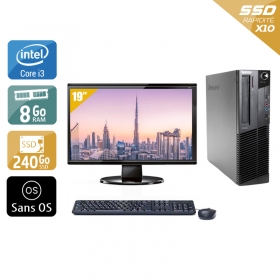 Lenovo ThinkCentre M90 SFF i3 avec Écran 19 pouces 8Go RAM 240Go SSD Sans OS