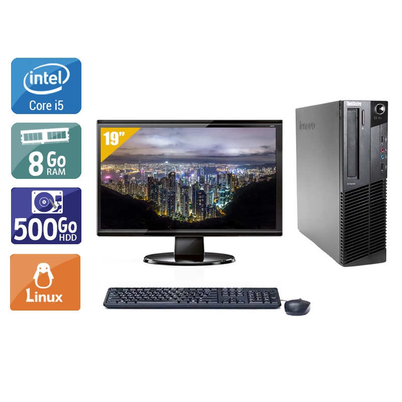 Lenovo ThinkCentre M90 SFF i5 + Écran - 19'' 8Go RAM 500Go HDD Linux  Bon étatOccasion certifiée reconditionnée Bon état -  reconditionné disponible sur Kiatoo