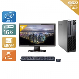 Lenovo ThinkCentre M90 SFF i5 avec Écran 19 pouces 16Go RAM 480Go SSD Linux