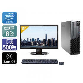 Lenovo ThinkCentre M91 SFF i3 avec Écran 19 pouces 8Go RAM 500Go HDD Sans OS