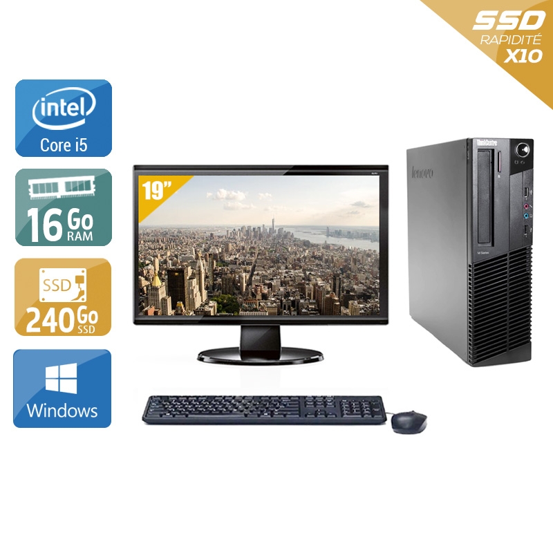 Acheter Lenovo ThinkCentre M91 SFF i5 + Écran - 19'' 16Go RAM 240Go SSD Windows 10 Bon étatOccasion certifiée reconditionnée Bon état - 257,50 € Lenovo ThinkCentre M91 SFF i5 + Écran - 19'' 16Go RAM 240Go SSD Windows 10 Bon étatOccasion certifiée reconditionnée Bon état - reconditionné disponible sur Kiatoo