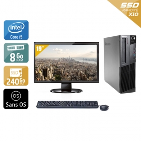 Lenovo ThinkCentre M91 SFF i5 avec Écran 19 pouces 8Go RAM 240Go SSD Sans OS