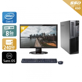 Lenovo ThinkCentre M92 SFF i3 avec Écran 19 pouces 8Go RAM 240Go SSD Sans OS