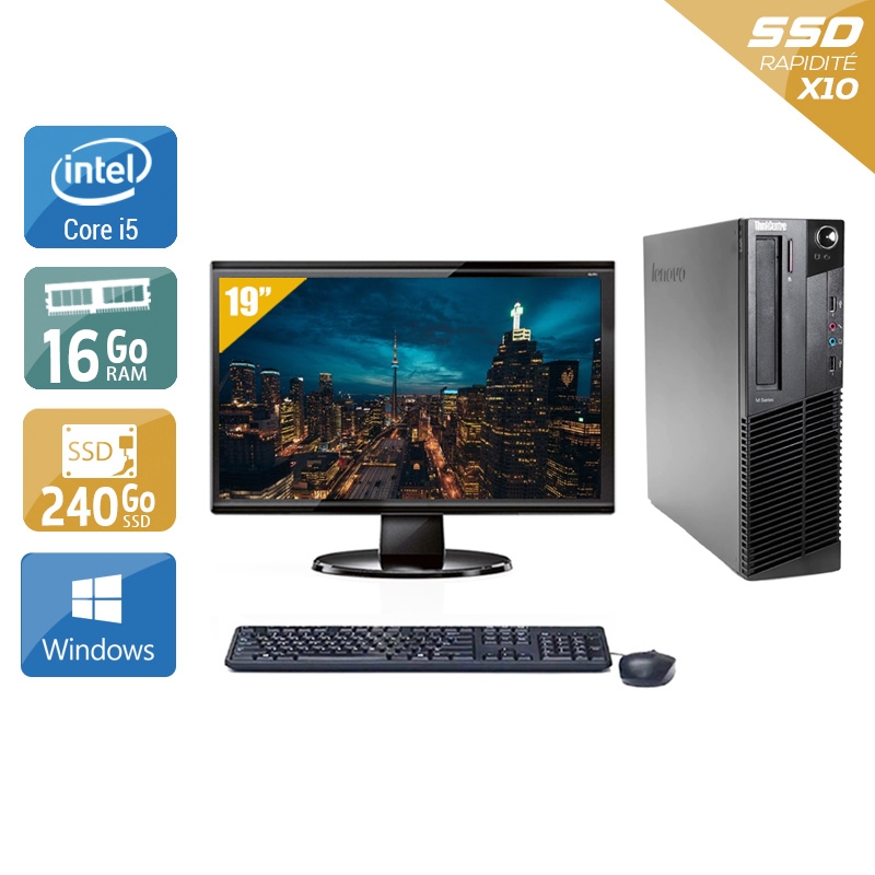 Acheter Lenovo ThinkCentre M92 SFF i5 + Écran - 19'' 16Go RAM 240Go SSD Windows 10 Bon étatOccasion certifiée reconditionnée Bon état - 257,50 € Lenovo ThinkCentre M92 SFF i5 + Écran - 19'' 16Go RAM 240Go SSD Windows 10 Bon étatOccasion certifiée reconditionnée Bon état - reconditionné disponible sur Kiatoo