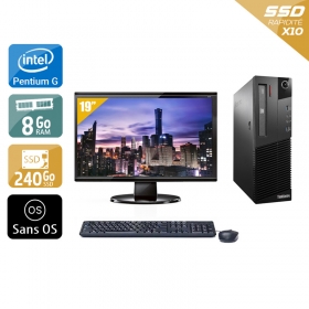 Lenovo ThinkCentre M93 SFF Pentium G Dual Core avec Écran 19 pouces 8Go RAM 240Go SSD Sans OS