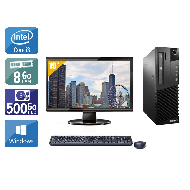 Lenovo ThinkCentre M93 SFF i3 + Écran - 19'' 8Go RAM 500Go HDD Windows 10  Bon étatOccasion certifiée reconditionnée Bon état -  reconditionné disponible sur Kiatoo