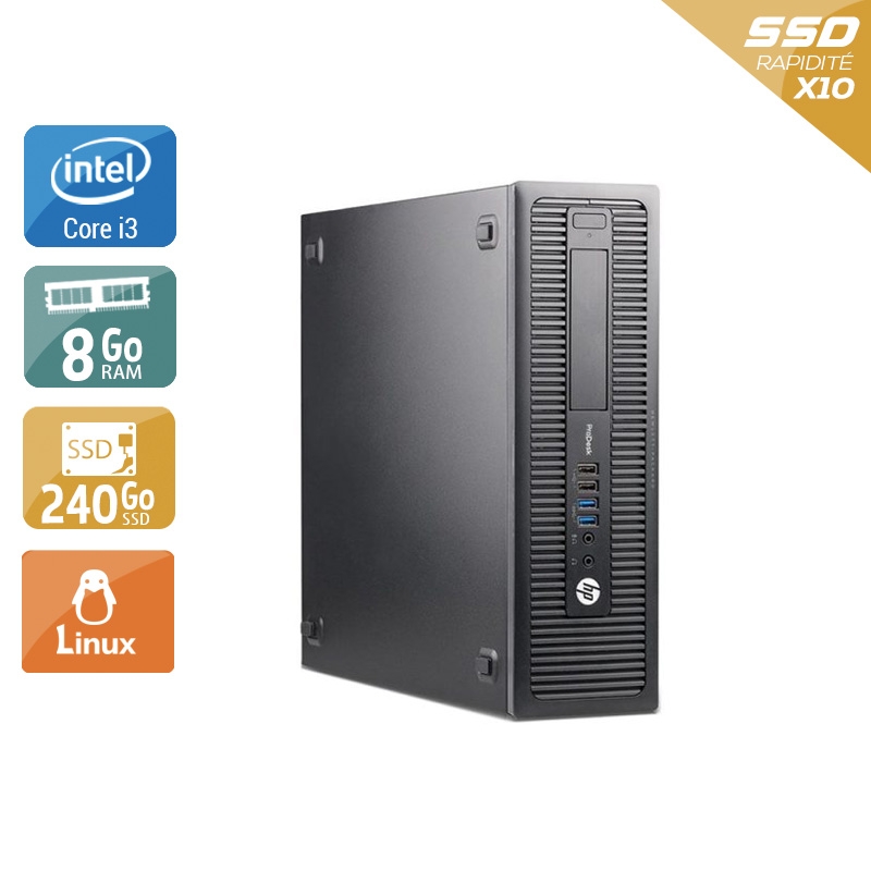 HP ProDesk 600 G1 SFF i3 - 8Go RAM 240Go SSD Linux État correctOccasion certifiée reconditionnée
