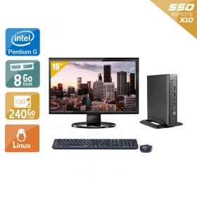 HP ProDesk 600 G1 TINY Pentium G Dual Core avec Écran 19 pouces 8Go RAM 240Go SSD Linux