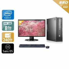 HP EliteDesk 800 G1 SFF i7 avec Écran 19 pouces 8Go RAM 240Go SSD Sans OS