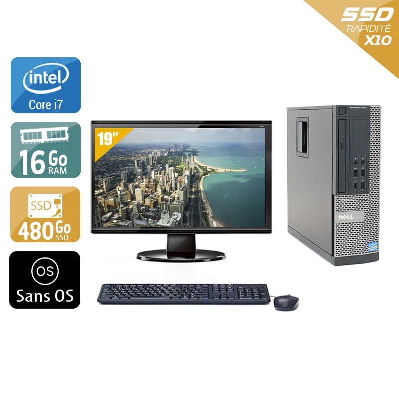 Dell Optiplex 990 SFF i7 avec Écran 19 pouces 16Go RAM 480Go SSD Sans OS