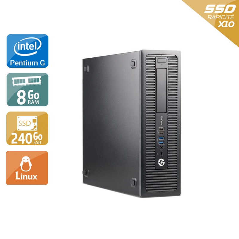 HP ProDesk 600 G2 SFF Pentium G Dual Core Gen 6 8Go RAM 240Go SSD Linux