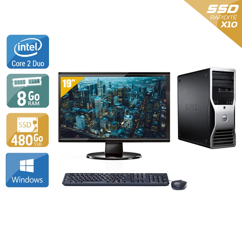 Dell Precision T3400 Tower Core 2 Duo + Écran - 19'' 8Go RAM 480Go SSD Windows 10  Bon étatOccasion certifiée reconditionnée Bon état -  reconditionné disponible sur Kiatoo