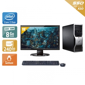 Dell Précision T3400 Tower Core 2 Duo avec Écran 19 pouces 8Go RAM 240Go SSD Linux