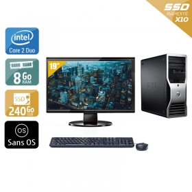 Dell Précision T3400 Tower Core 2 Duo avec Écran 19 pouces 8Go RAM 240Go SSD Sans OS