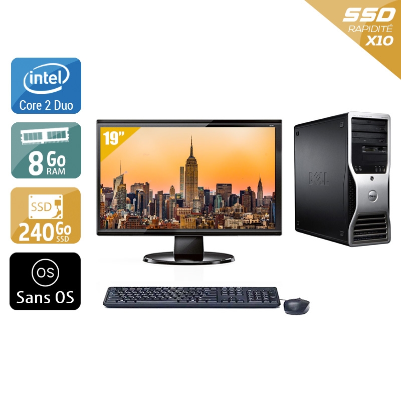 Dell Precision 390 Tower Core 2 Duo + Écran - 19'' 8Go RAM 240Go SSD Sans OS  Bon étatOccasion certifiée reconditionnée Bon état -  reconditionné disponible sur Kiatoo