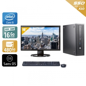 HP ProDesk 600 G2 SFF i5 Gen 6 avec Écran 19 pouces 16Go RAM 480Go SSD Sans OS
